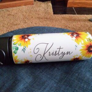 BRAND NEW "Kristyn" Sunflower aluminum tumbler/water bottle with sport top.